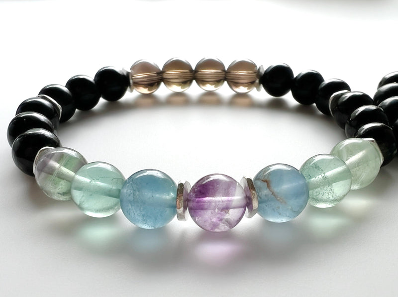 Shungite + Fluorite + Quartz Crystal Bracelet - EMF PROTECTION