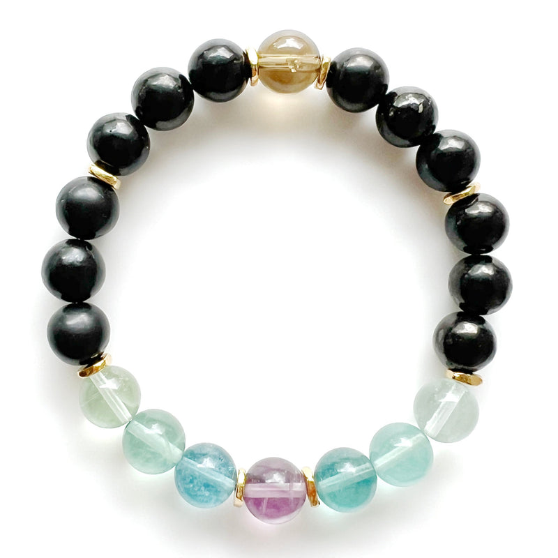 Shungite + Fluorite + Quartz Crystal Bracelet - EMF PROTECTION