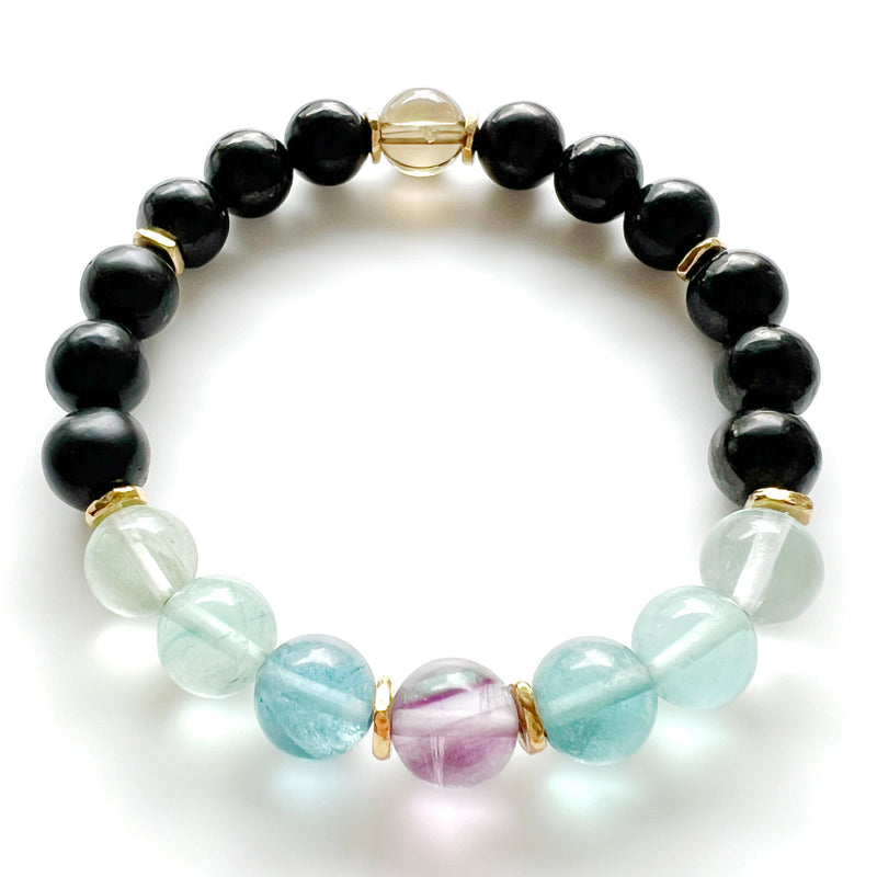 Shungite + Fluorite + Quartz Crystal Bracelet - EMF PROTECTION