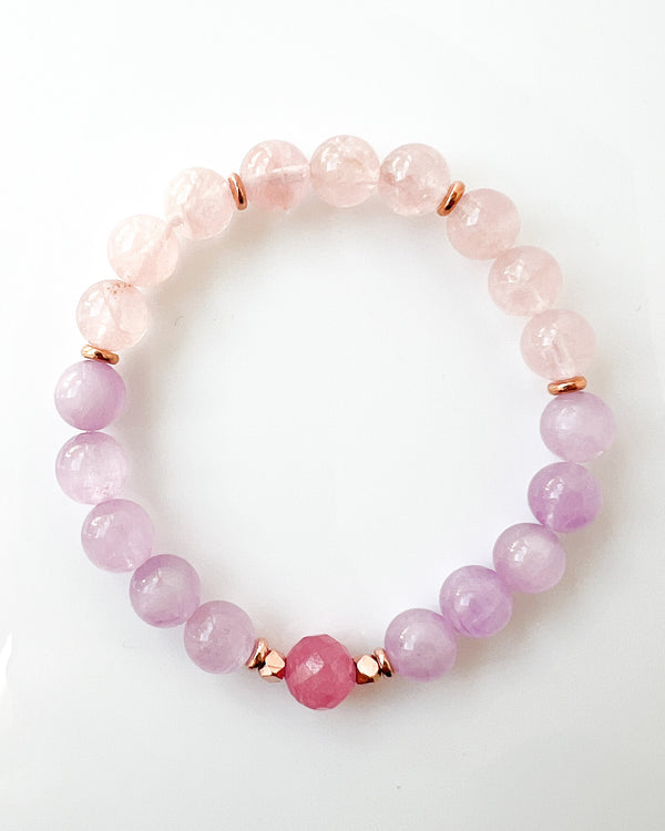 Ruby · Kunzite · Morganite Crystal Bracelet - Purest Love