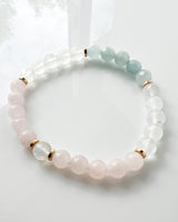 Rose Quartz · Rainbow Moonstone · Aquamarine Crystal Bracelet - Sweet Surrender