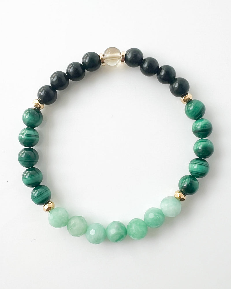 Emerald · Malachite · Burma Jade · Citrine Crystal Bracelet - Money Magnet