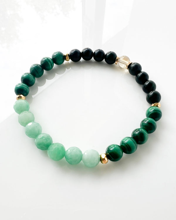 Emerald · Malachite · Burma Jade · Citrine Crystal Bracelet - Money Magnet