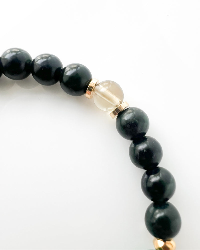 Emerald · Malachite · Burma Jade · Citrine Crystal Bracelet - Money Magnet