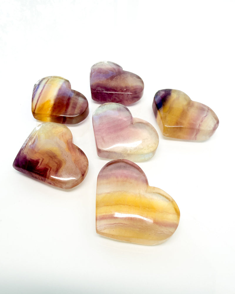 Yellow Rainbow Fluorite Heart