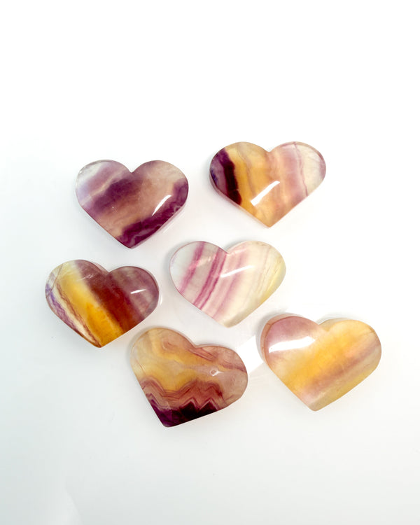 Yellow Rainbow Fluorite Heart