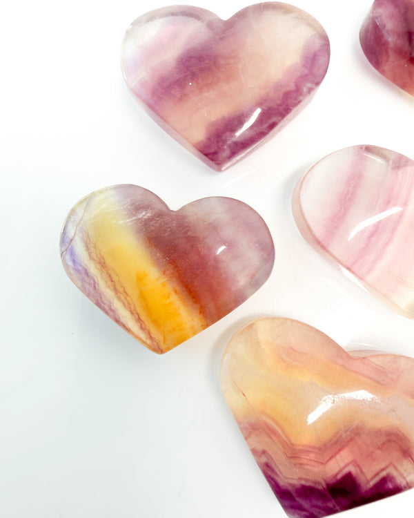 Yellow Rainbow Fluorite Heart