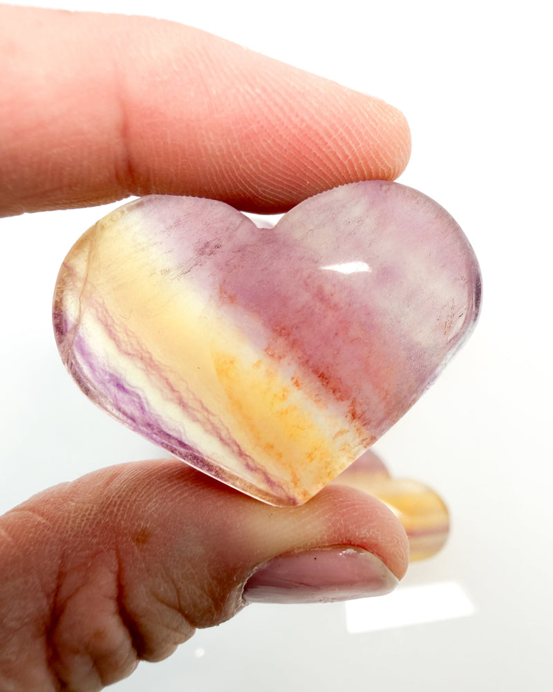 Yellow Rainbow Fluorite Heart