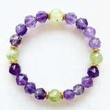 Faceted Amethyst · Prehnite with Epidote Crystal Bracelet - Inner Work