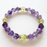 Faceted Amethyst · Prehnite with Epidote Crystal Bracelet - Inner Work