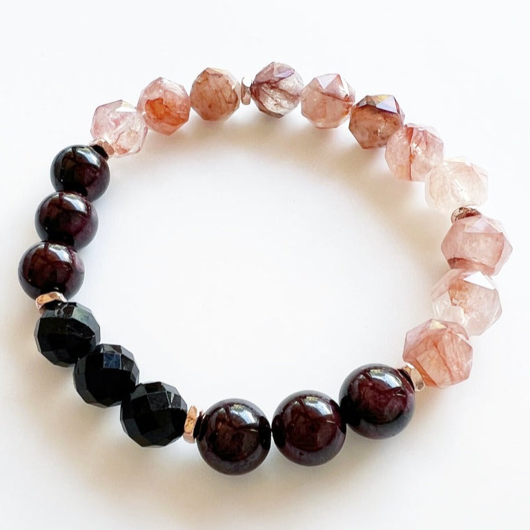 Black Tourmaline · Garnet · Lepidocrocite Crystal Bracelet - Phoenix