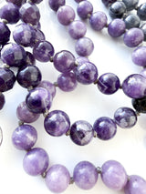 Lepidolite + Blue Rutile Quartz + Chevron Amethyst Mala