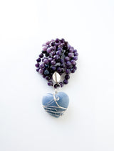 Lepidolite + Blue Rutile Quartz + Chevron Amethyst Mala