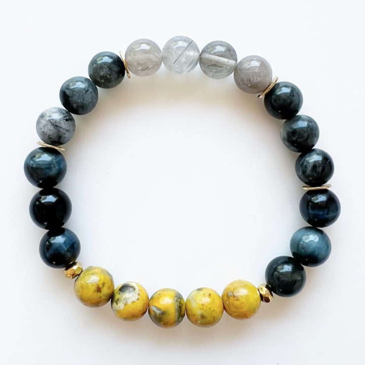 Bumblebee Jasper · Tiger Eye · Quartz Crystal Bracelet - Manifest It