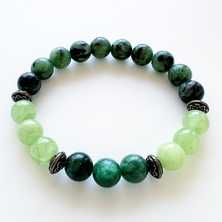 Green Fuchsite · Calcite · Zoisite Crystal Bracelet - Art of Receiving