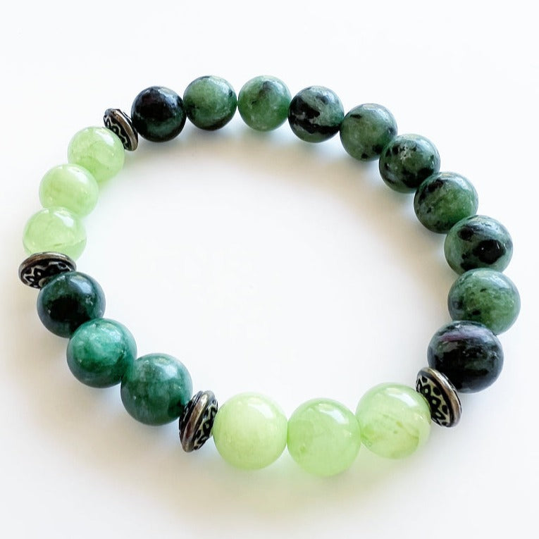 Green Fuchsite · Calcite · Zoisite Crystal Bracelet - Art of Receiving