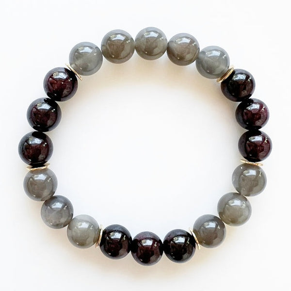 Garnet · Black Moonstone Crystal Bracelet - Honoring Myself