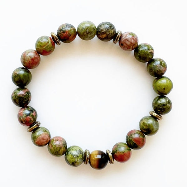 Unakite · Tiger Eye Crystal Bracelet - Observe