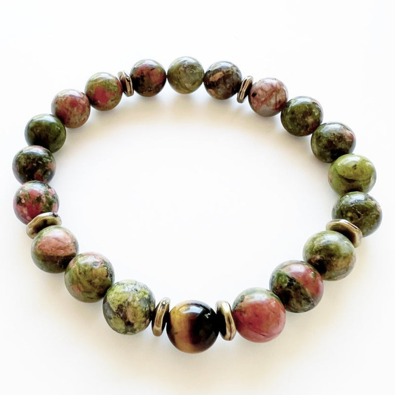 Unakite · Tiger Eye Crystal Bracelet - Observe