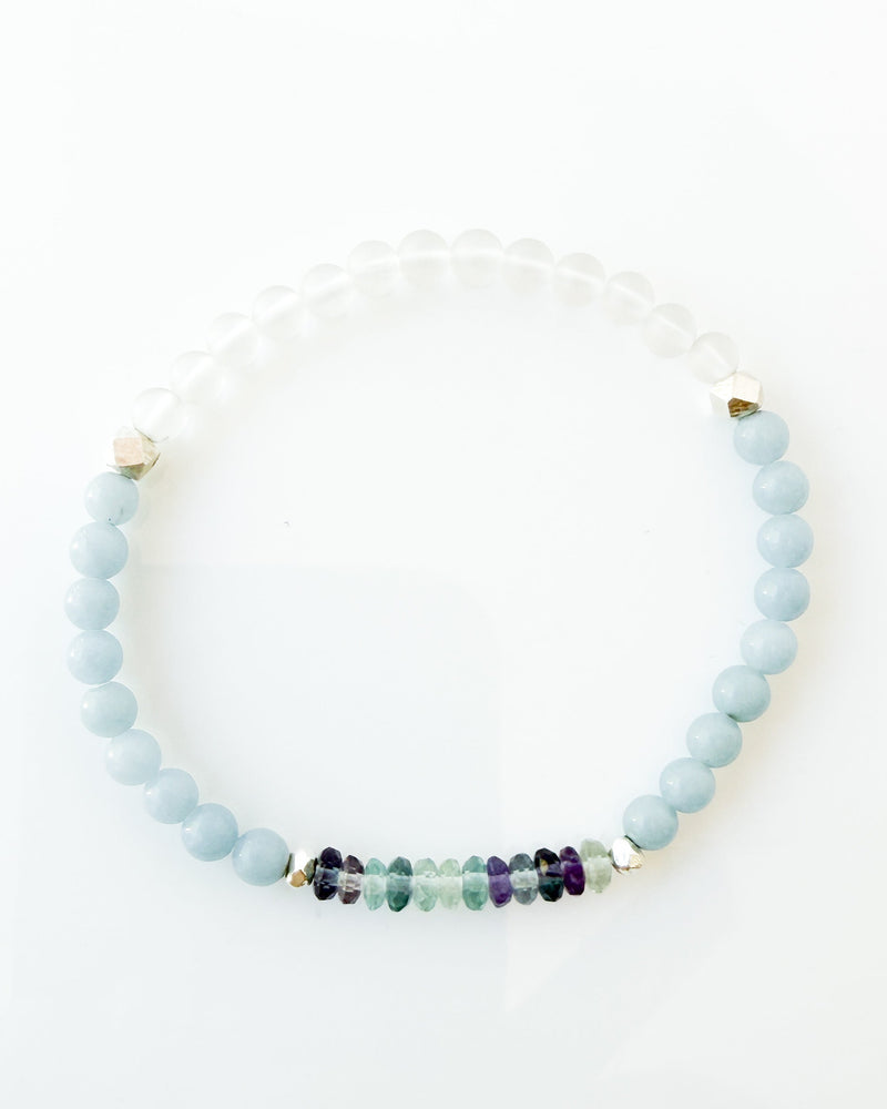 Angelite · Fluorite · Matte Quartz Crystal Bracelet - Celestia