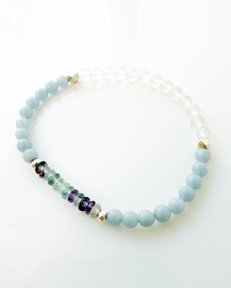 Angelite · Fluorite · Matte Quartz Crystal Bracelet - Celestia