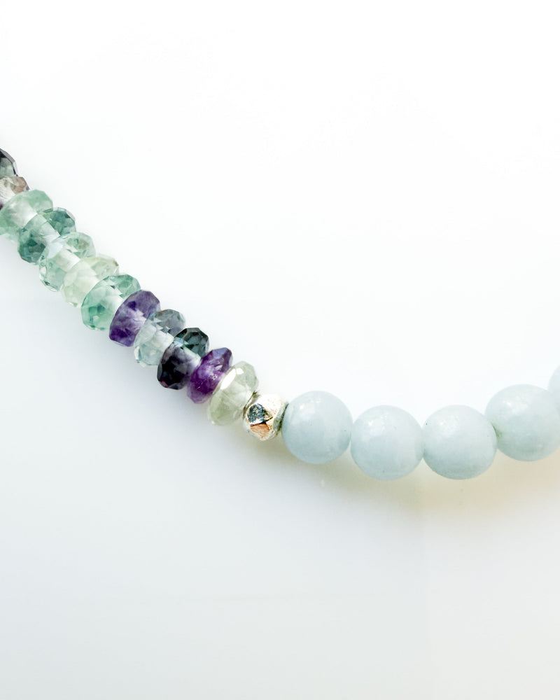 Angelite · Fluorite · Matte Quartz Crystal Bracelet - Celestia