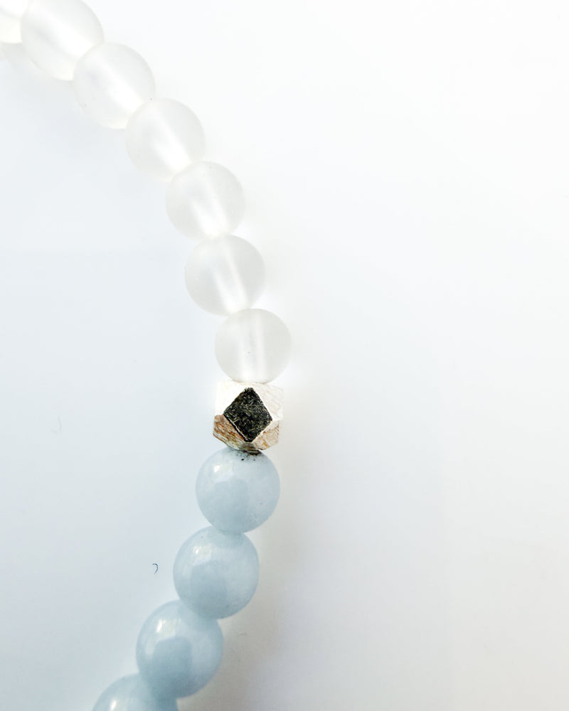 Angelite · Fluorite · Matte Quartz Crystal Bracelet - Celestia