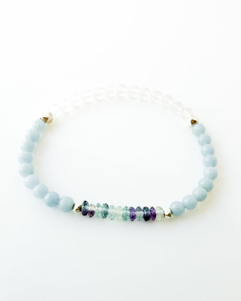Angelite · Fluorite · Matte Quartz Crystal Bracelet - Celestia