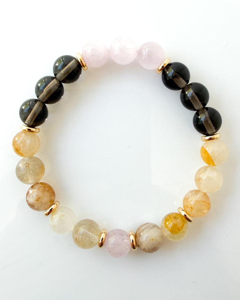 Morganite · Kunzite · Golden Healer · Apache Tear Crystal Bracelet - Let It Go