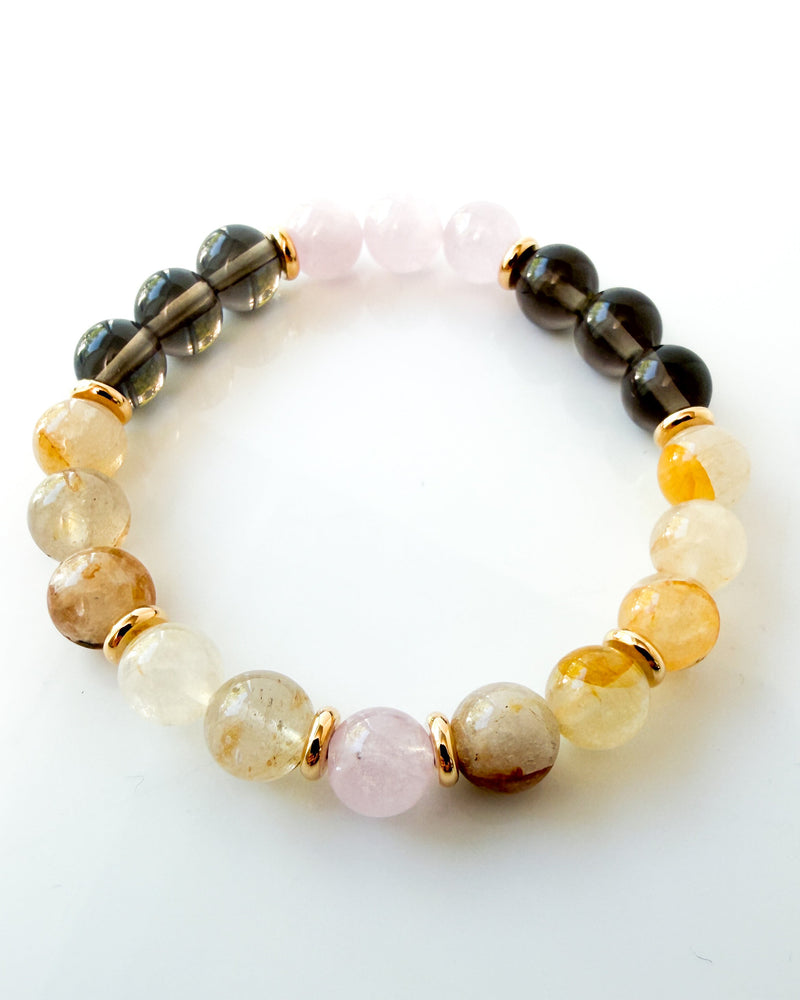Morganite · Kunzite · Golden Healer · Apache Tear Crystal Bracelet - Let It Go