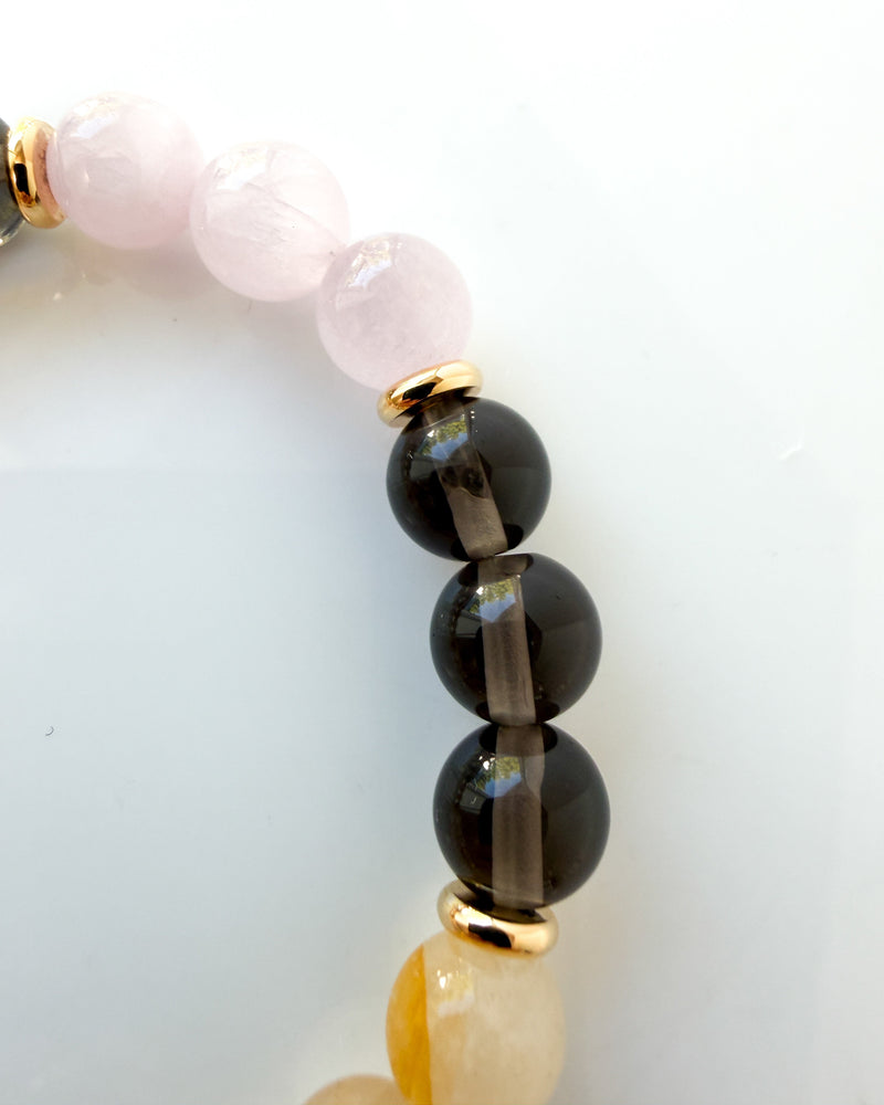 Morganite · Kunzite · Golden Healer · Apache Tear Crystal Bracelet - Let It Go