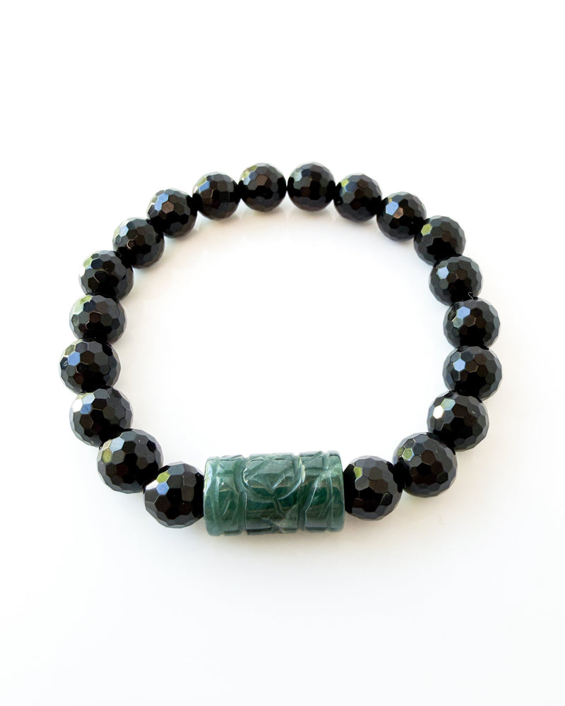 Faceted Onyx + Guatemalan Jade Crystal Bracelet - Titan
