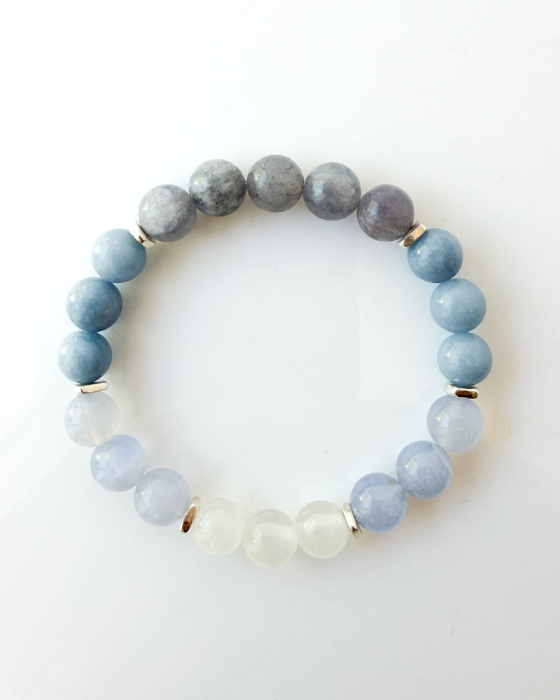 Iolite · Angelite · Blue Lace Agate · Selenite Crystal Bracelet - The Kristin