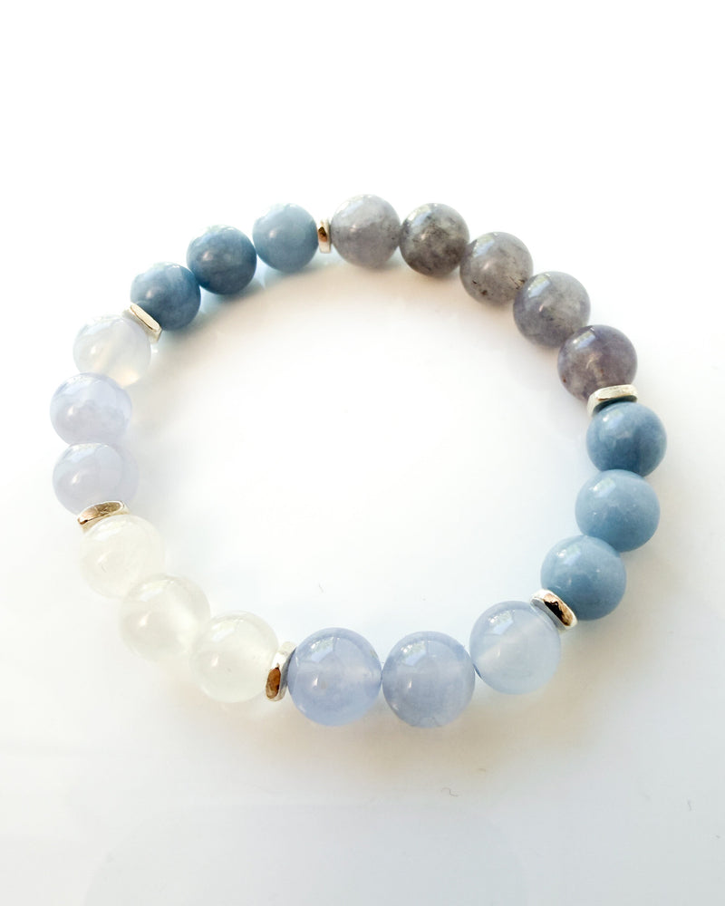 Iolite · Angelite · Blue Lace Agate · Selenite Crystal Bracelet - The Kristin