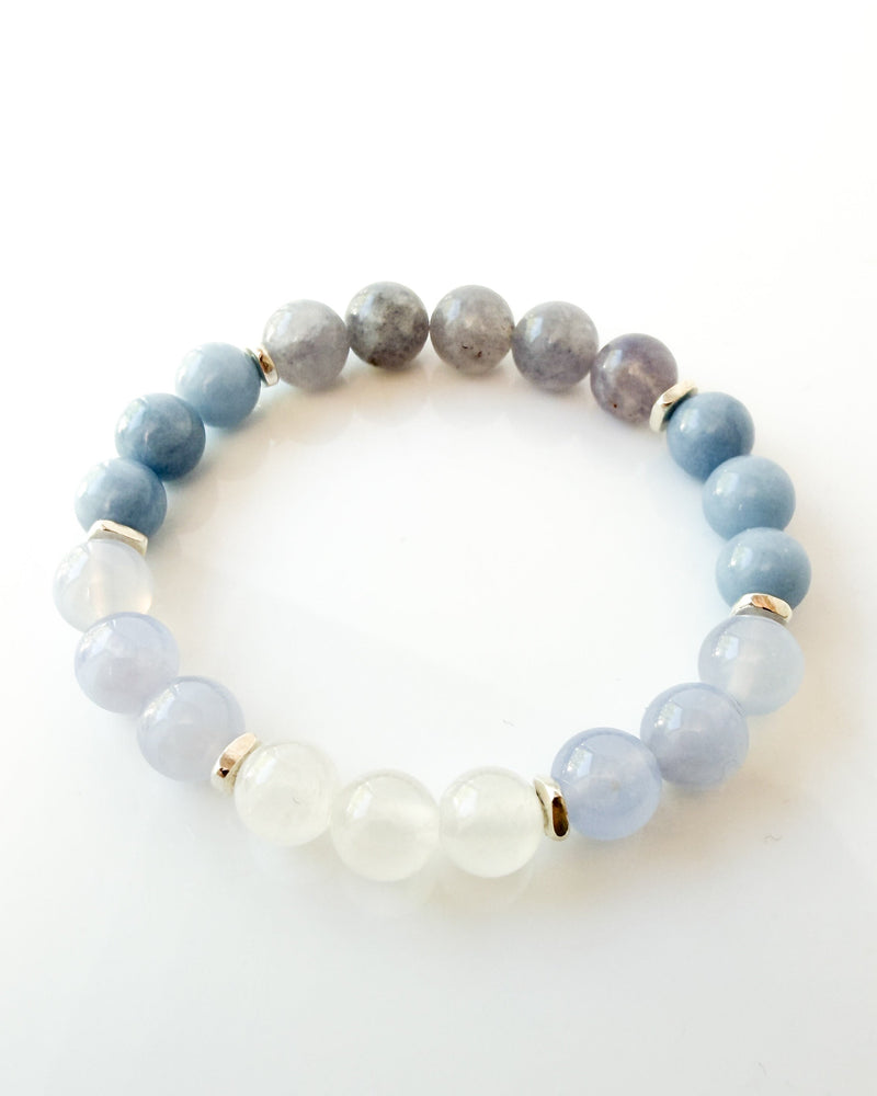 Iolite · Angelite · Blue Lace Agate · Selenite Crystal Bracelet - The Kristin