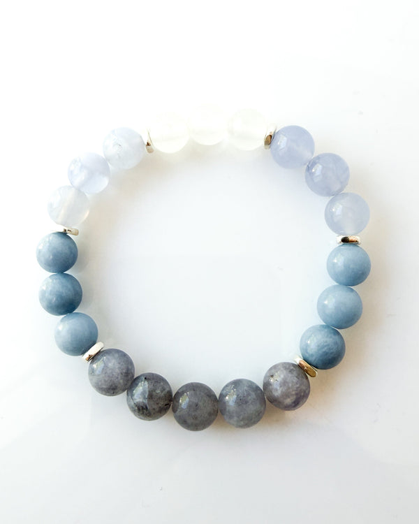 Iolite · Angelite · Blue Lace Agate · Selenite Crystal Bracelet - The Kristin