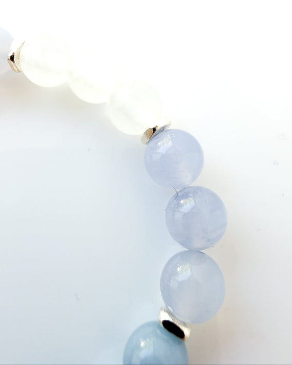 Iolite · Angelite · Blue Lace Agate · Selenite Crystal Bracelet - The Kristin
