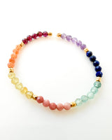 Amethyst · Lapis Lazuli · Blue Apatite · Rhodonite · Golden Rutile Quartz · Sunstone· Garnet · Moonstone Crystal Bracelet - Shimmering Chakras