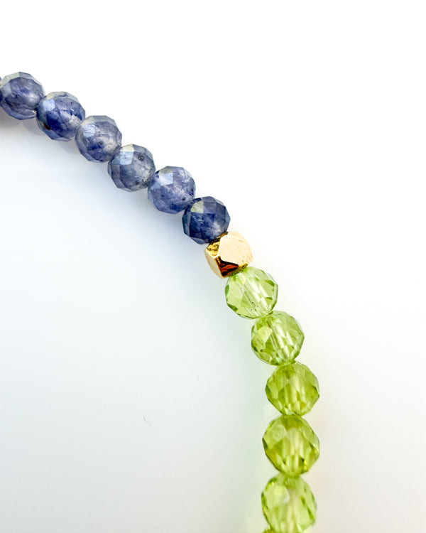 Green Tourmaline · Peridot · Iolite Crystal Bracelet - Mission Aligned