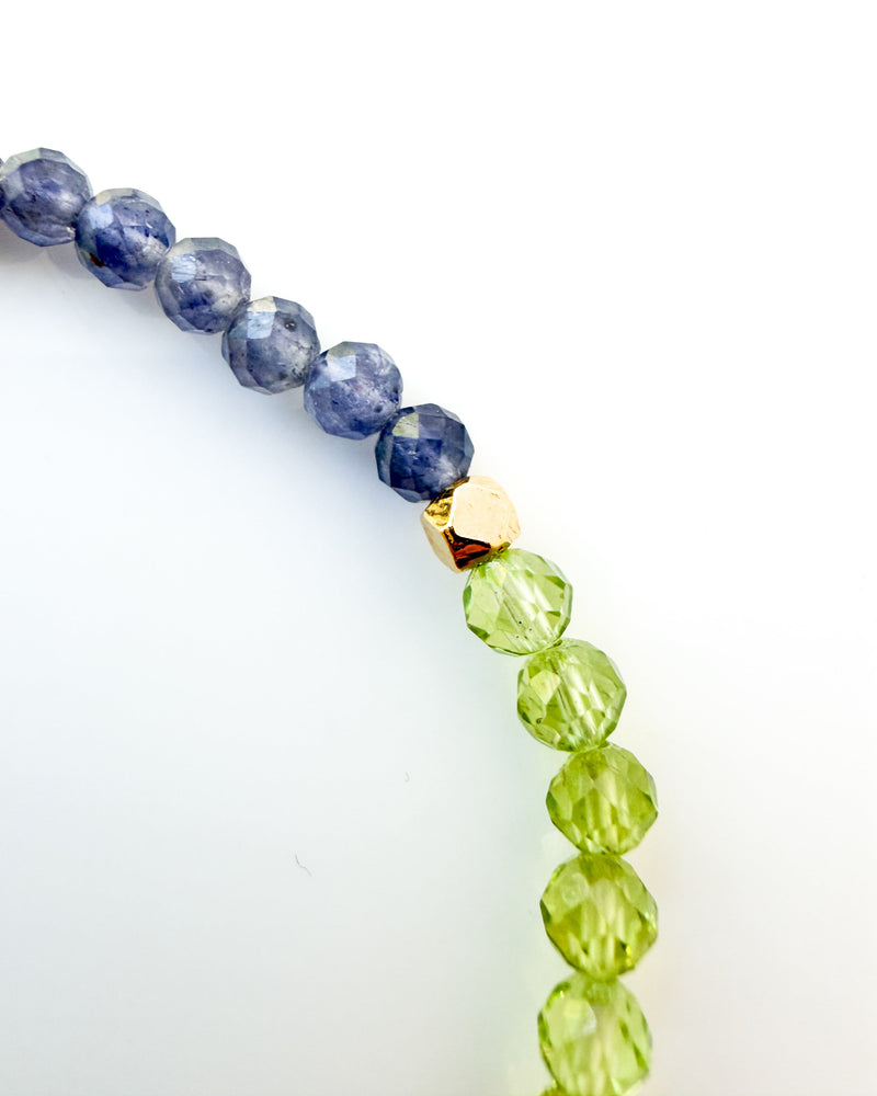 Green Tourmaline · Peridot · Iolite Crystal Bracelet - Mission Aligned