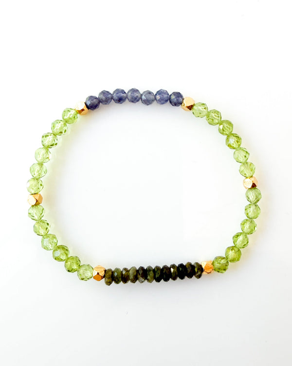 Green Tourmaline · Peridot · Iolite Crystal Bracelet - Mission Aligned