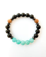 Amazonite · Jet · Sandalwood Crystal Bracelet - Resolute