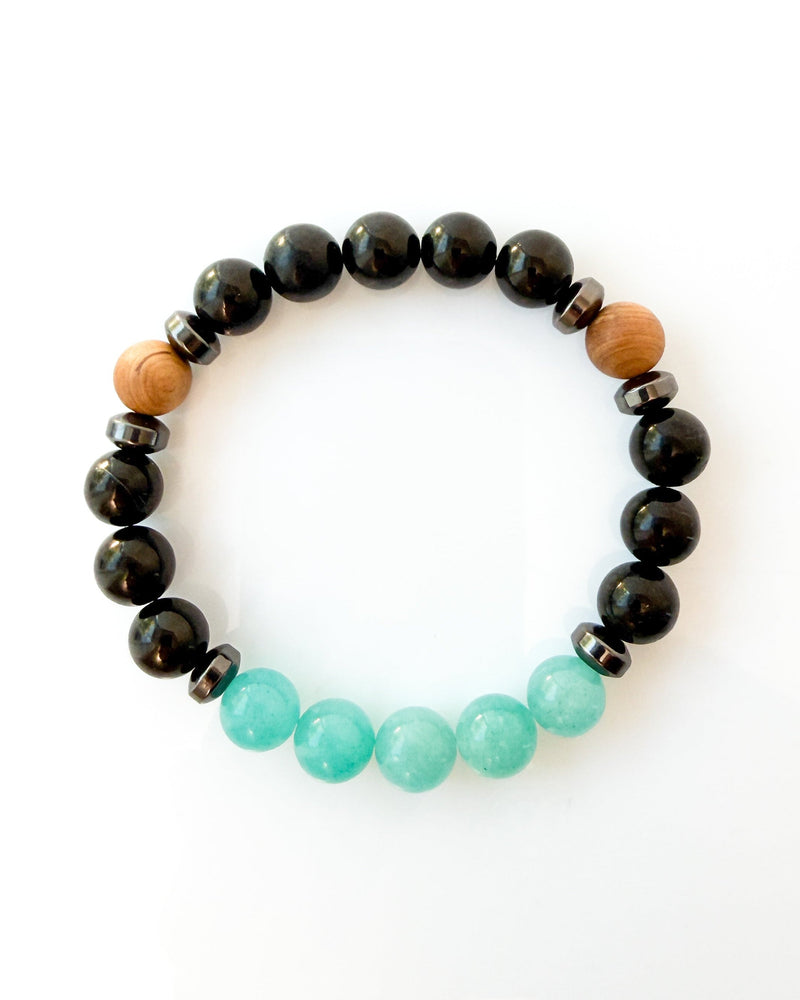 Amazonite · Jet · Sandalwood Crystal Bracelet - Resolute