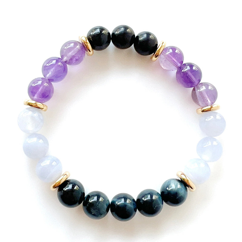 Tigers Eye · Amethyst · Shungite · Crystal Bracelet - Migraine Support