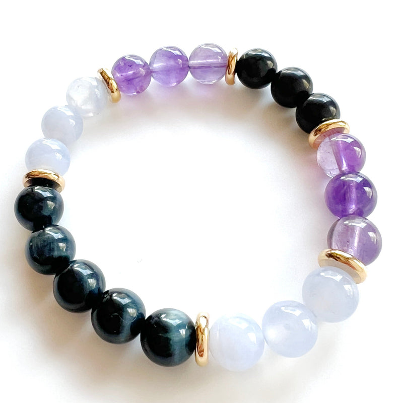 Tigers Eye · Amethyst · Shungite · Crystal Bracelet - Migraine Support