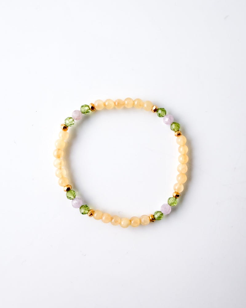 Honey Calcite · Kunzite · Peridot Bracelet - Gratitude Glow