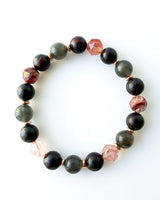Black Moonstone · Lepidocrocite · Tiger Iron Crystal Bracelet - Awakening