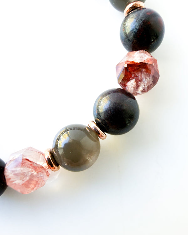 Black Moonstone · Lepidocrocite · Tiger Iron Crystal Bracelet - Awakening
