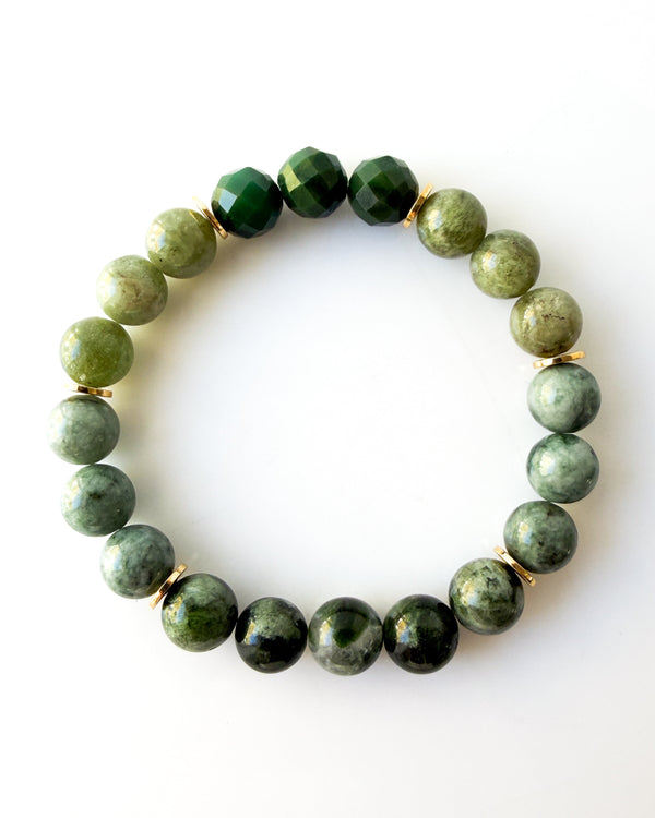 Chrome Diopside · Burma Jade · Green Apatite · African Jade Crystal Bracelet - Gratitude