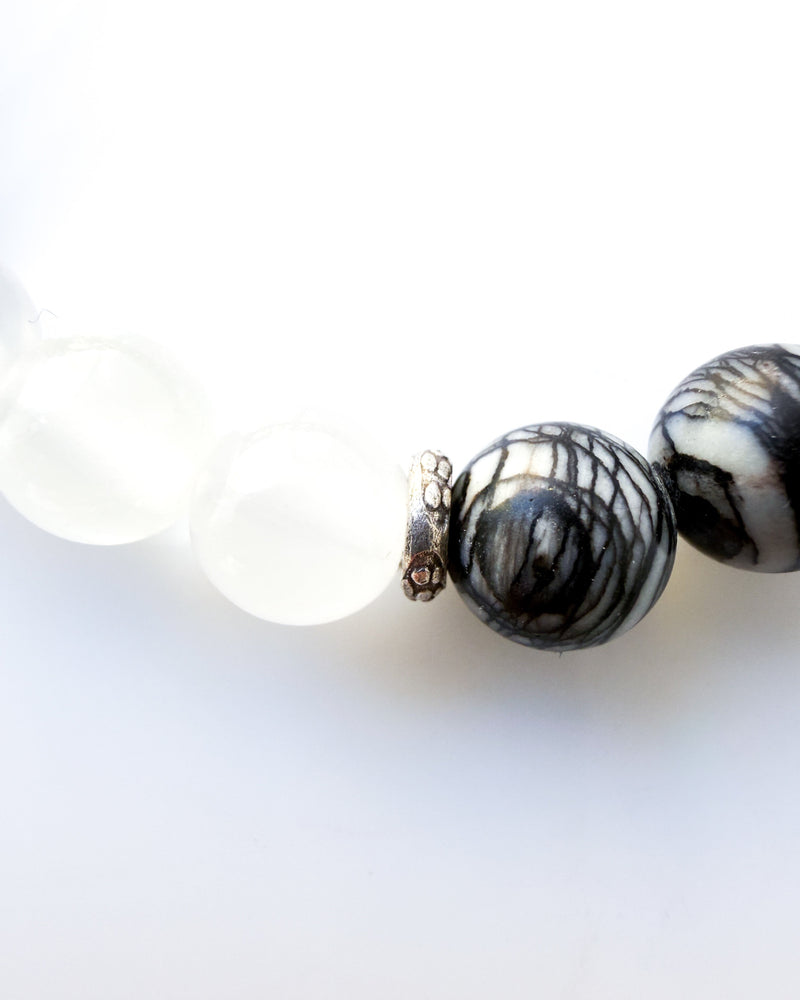 Onyx · Spiderweb Jasper · Selenite Crystal Bracelet - Faith